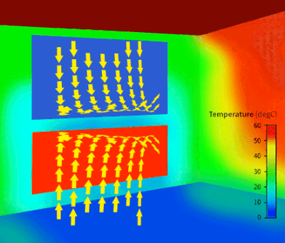 Radiateur en place sous une fenêtre.